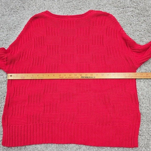 Habitat‎ Clothes To Live In Sweater Womens Small Red Drop Shoulders Knit Stretch - Picture 9 of 12